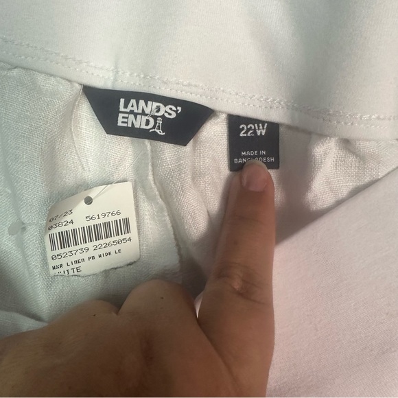Lands' End Classic Linen White Pants - Picture 4 of 8